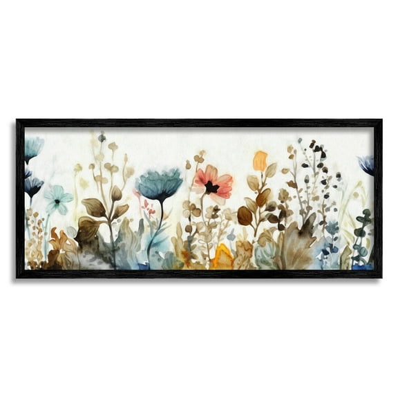Stupell Industries Earth Tones Garden Blooms Botanical & Floral Painting Black Framed Art Print Wall Art, 24 x 10