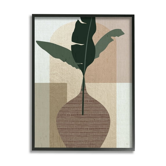 Stupell Industries Earth Tones Plant Sprig Botanical & Floral Painting Black Framed Art Print Wall Art, 24 x 30
