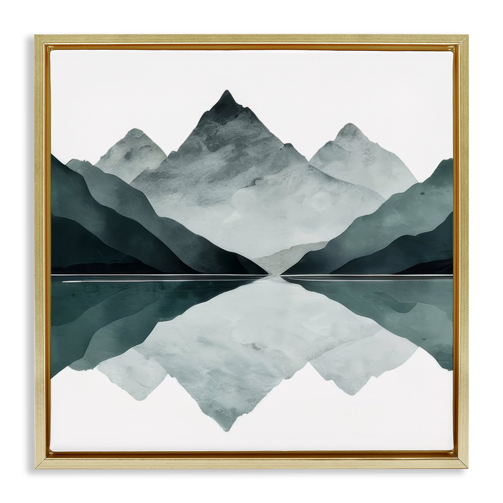 Stupell Industries Earth & Water Landscape Landscape & Nature Painting Gold Floater Framed Canvas Art Print Wall Art, 18 x 18