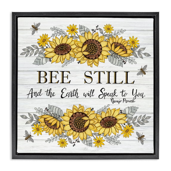 Stupell Industries Earth Will Speak To You Plants & Flowers Painting Black Floater Framed Canvas Art Print Wall Art, 18 x 18