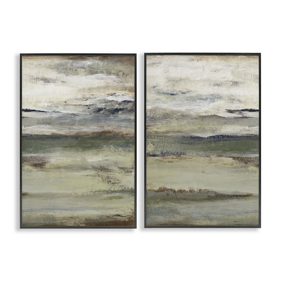 Stupell Industries Earth's Layers Neutral Abstract Abstract Painting Black Framed Art Print Wall Art, 12 x 18, Set of 2