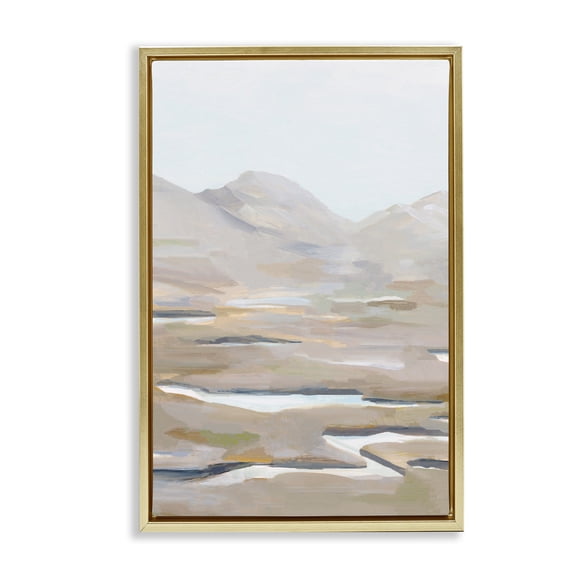 Stupell Industries Earthbound Serenity in Neutrals Gold Framed Floater Canvas Wall Art design by Hannah Dawson, 31 x 21