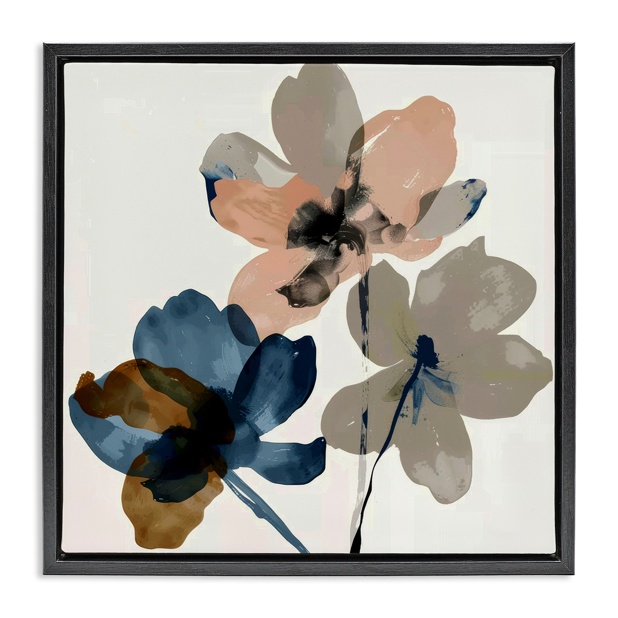 Stupell Industries Earthen Flower Petals Plants & Flowers Painting Black Floater Framed Canvas Art Print Wall Art, 18 x 18