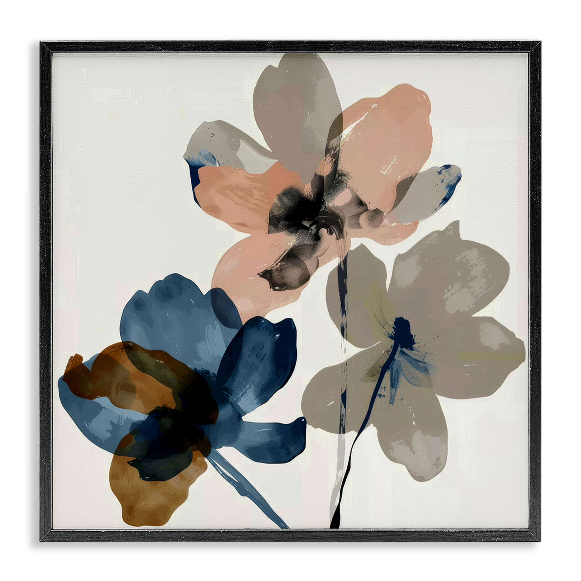 Stupell Industries Earthen Flower Petals Plants & Flowers Painting Black Framed Art Print Wall Art, 24 x 24