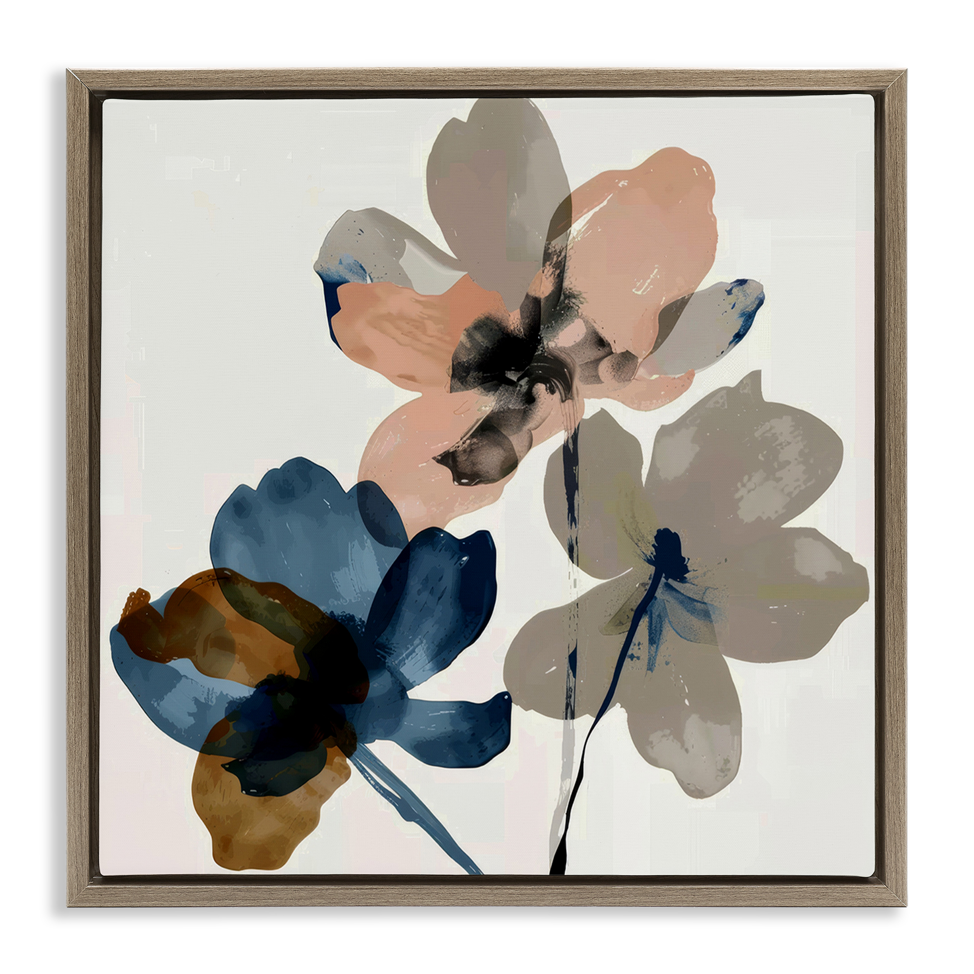 Stupell Industries Earthen Flower Petals Plants & Flowers Painting Brown Floater Framed Canvas Art Print Wall Art, 25 x 25