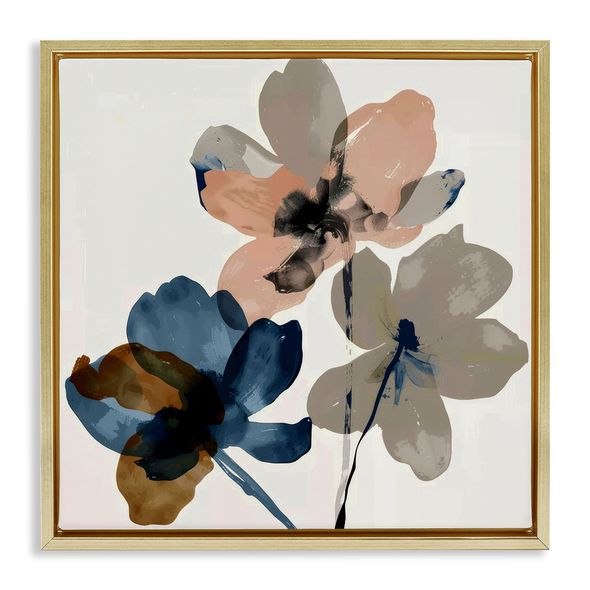 Stupell Industries Earthen Flower Petals Plants & Flowers Painting Gold Floater Framed Canvas Art Print Wall Art, 25 x 25