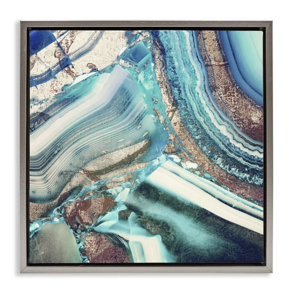 Stupell Industries Earthly Pleasures Pattern Gray Framed Floater Canvas Wall Art design by Sophie 6, 25 x 25