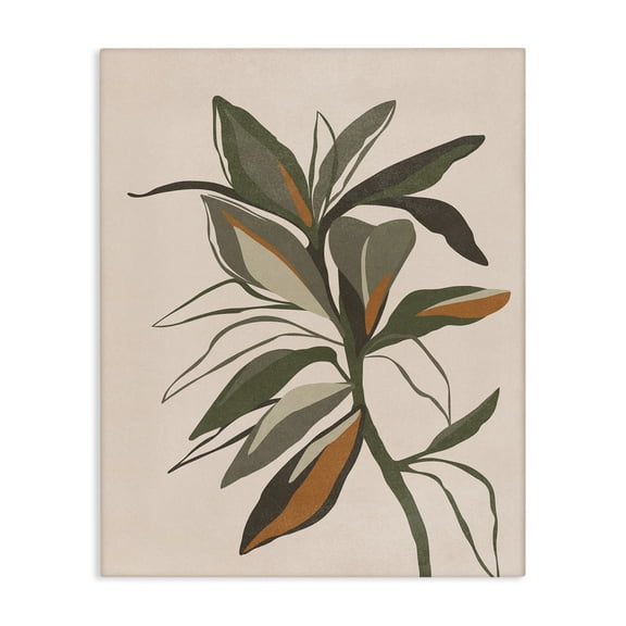 Stupell Industries Earthtone Boho Plant Plants & Flowers Painting Wrapped Canvas Art Print Wall Art, 16 x 20