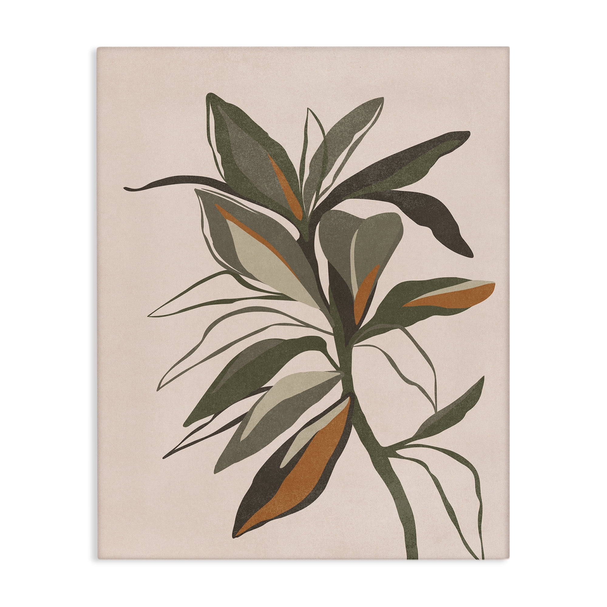 Stupell Industries Earthtone Boho Plant Plants & Flowers Painting Wrapped Canvas Art Print Wall Art, 30 x 40