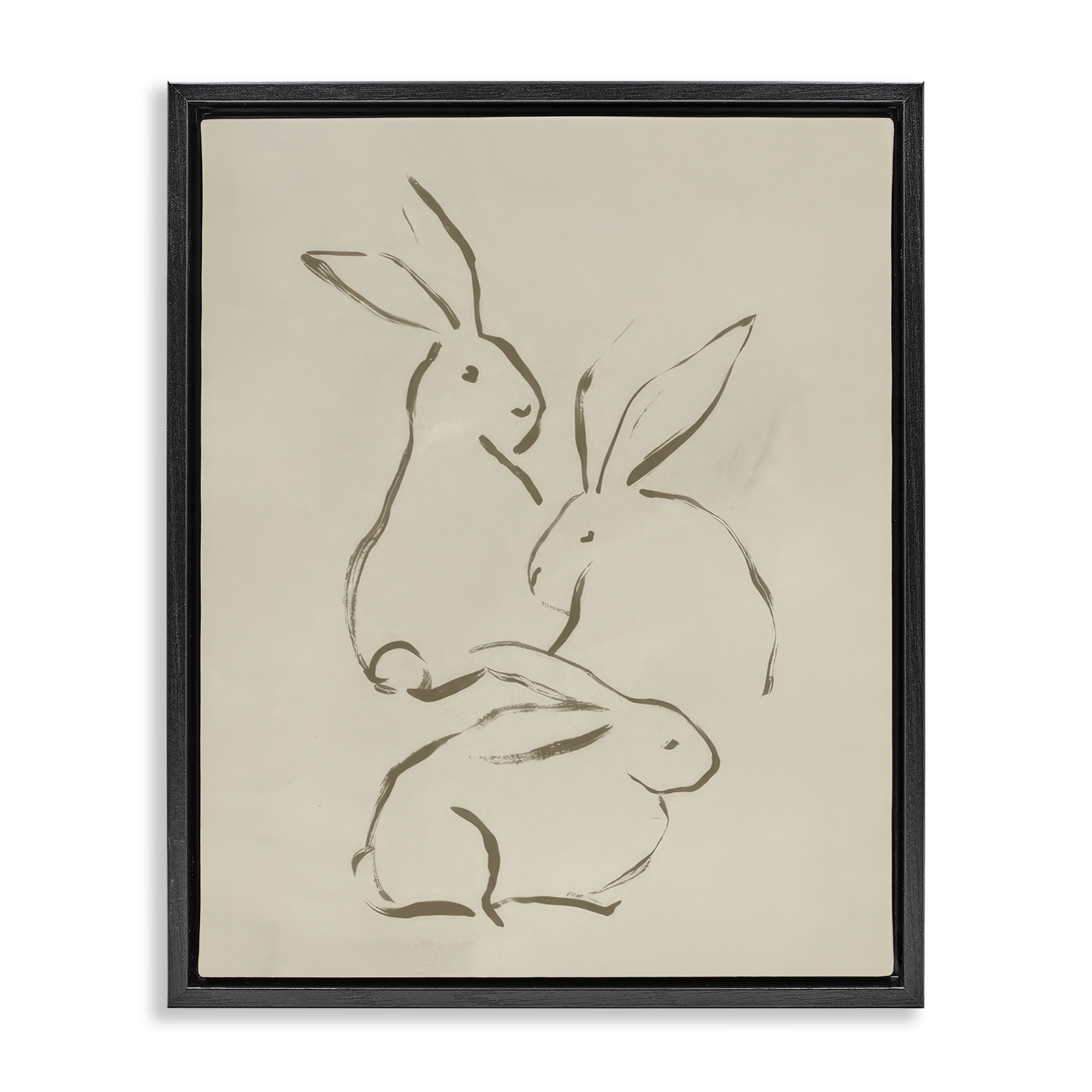 Stupell Industries Earthtone Bunny Sketch Animals Drawing Black Floater Framed Canvas Art Print Wall Art, 17 x 21