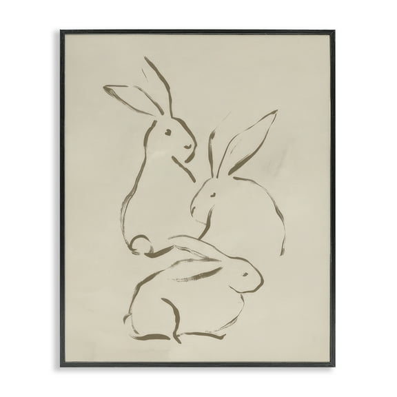 Stupell Industries Earthtone Bunny Sketch Animals Drawing Black Framed Art Print Wall Art, 11 x 14