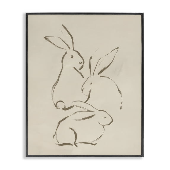 Stupell Industries Earthtone Bunny Sketch Animals Drawing Black Framed Art Print Wall Art, 16 x 20