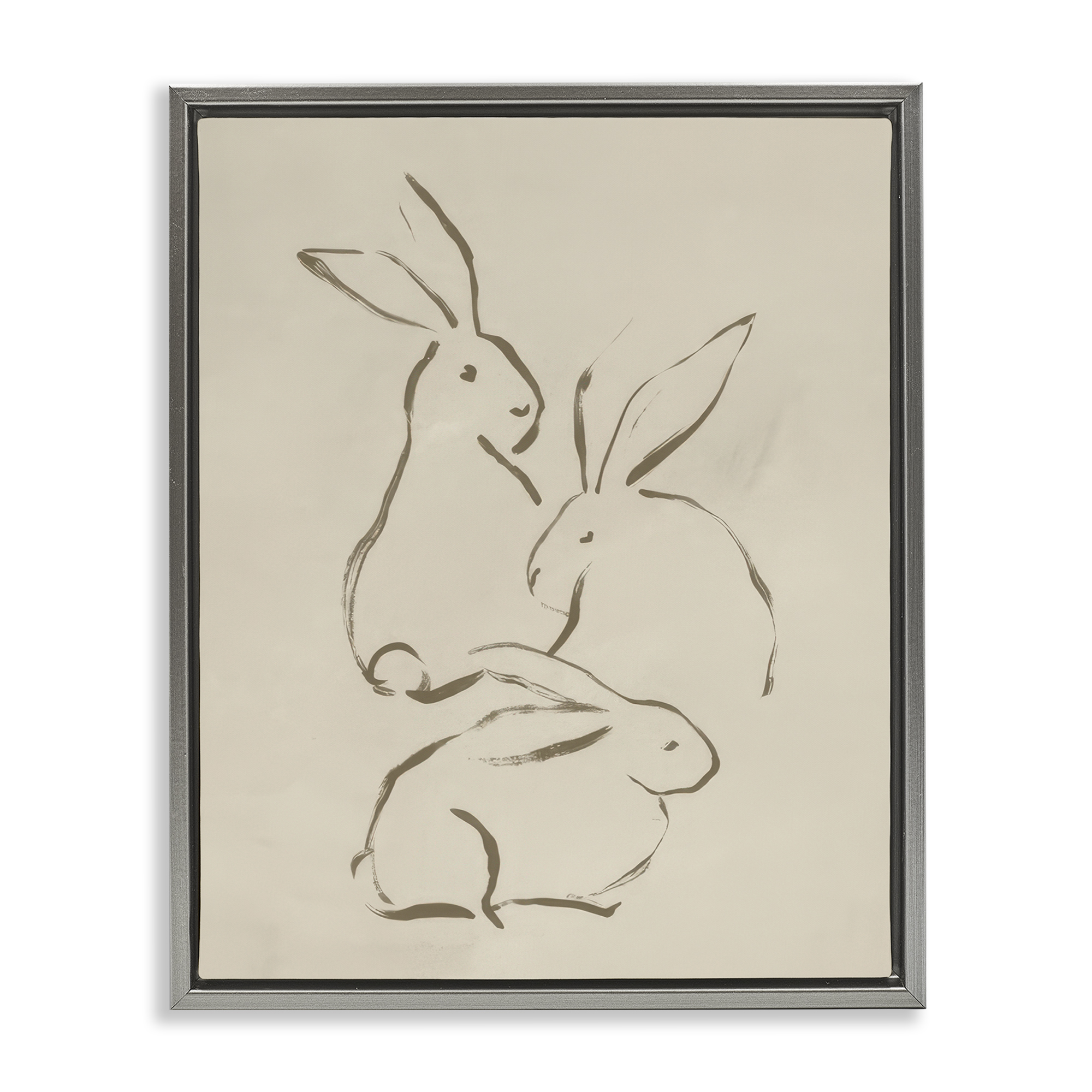 Stupell Industries Earthtone Bunny Sketch Animals Drawing Gray Floater Framed Canvas Art Print Wall Art, 17 x 21