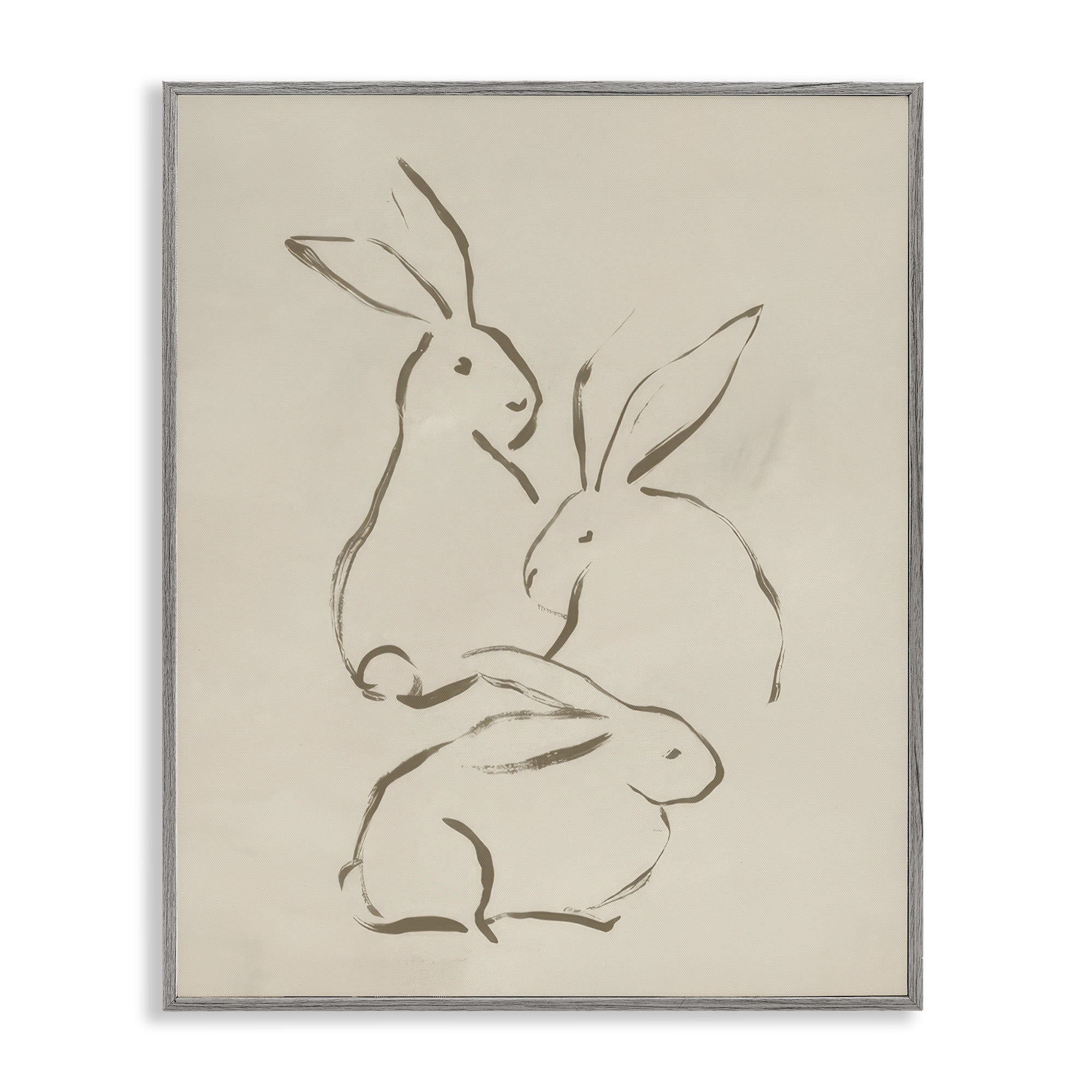 Stupell Industries Earthtone Bunny Sketch Animals Drawing Gray Framed Art Print Wall Art, 11 x 14