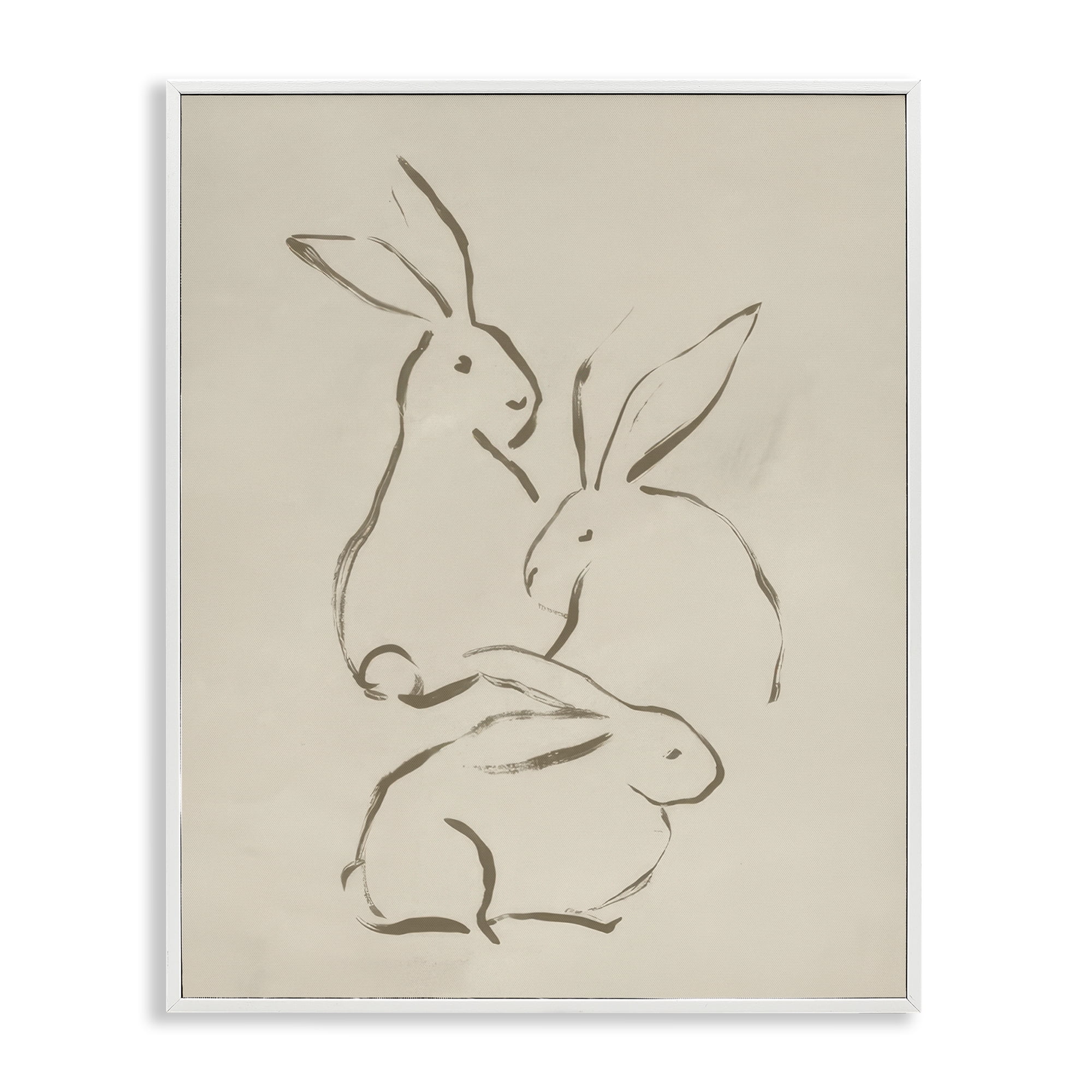 Stupell Industries Earthtone Bunny Sketch Animals Drawing White Framed Art Print Wall Art, 11 x 14
