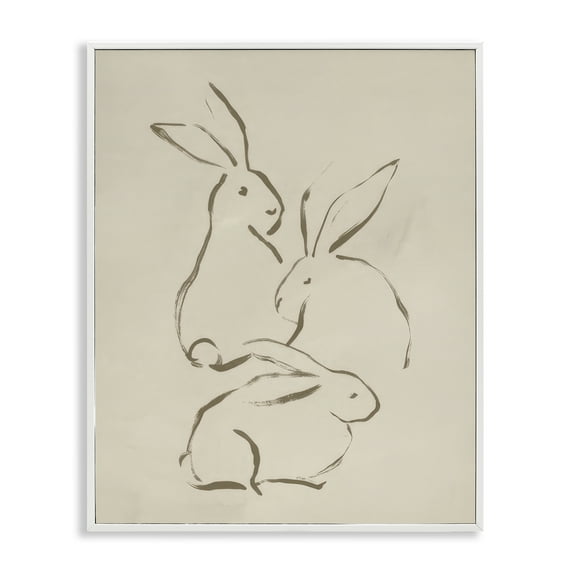 Stupell Industries Earthtone Bunny Sketch Animals Drawing White Framed Art Print Wall Art, 16 x 20