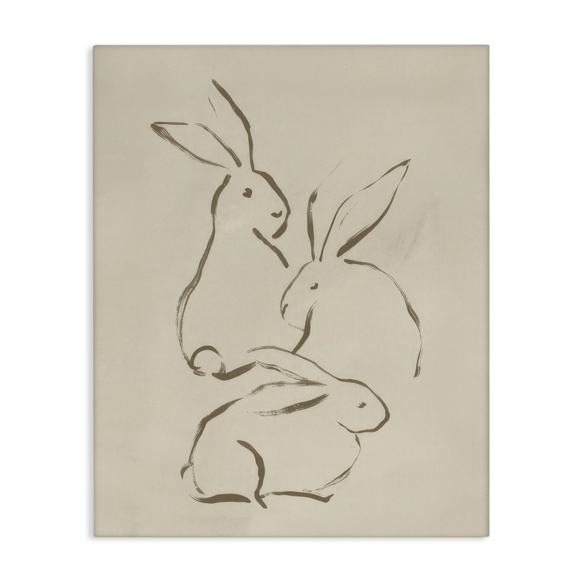 Stupell Industries Earthtone Bunny Sketch Animals Drawing Wrapped Canvas Art Print Wall Art, 36 x 48