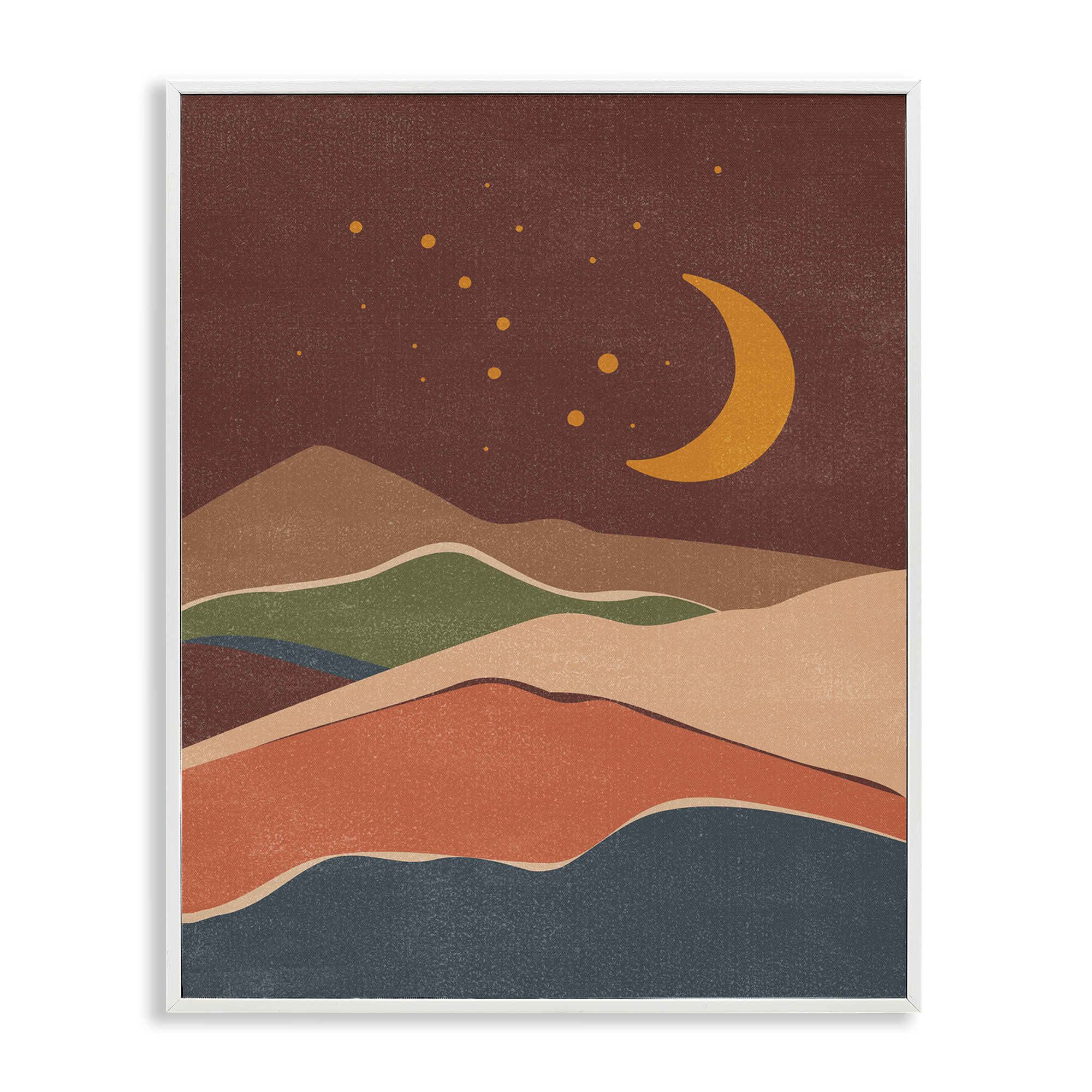 Stupell Industries Earthtone Desert Moon Landscape & Nature Painting White Framed Art Print Wall Art, 24 x 30