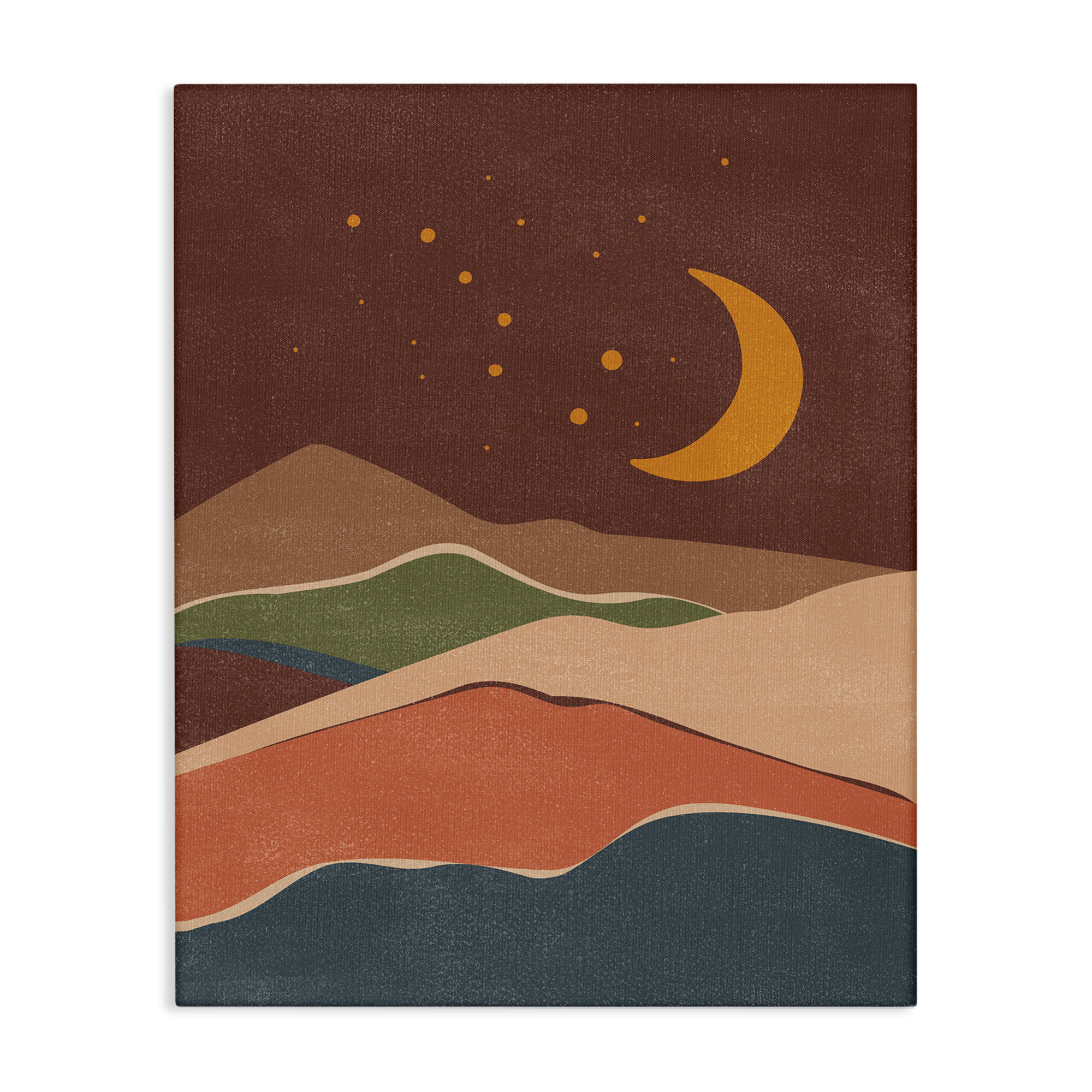Stupell Industries Earthtone Desert Moon Landscape & Nature Painting Wrapped Canvas Art Print Wall Art, 24 x 30