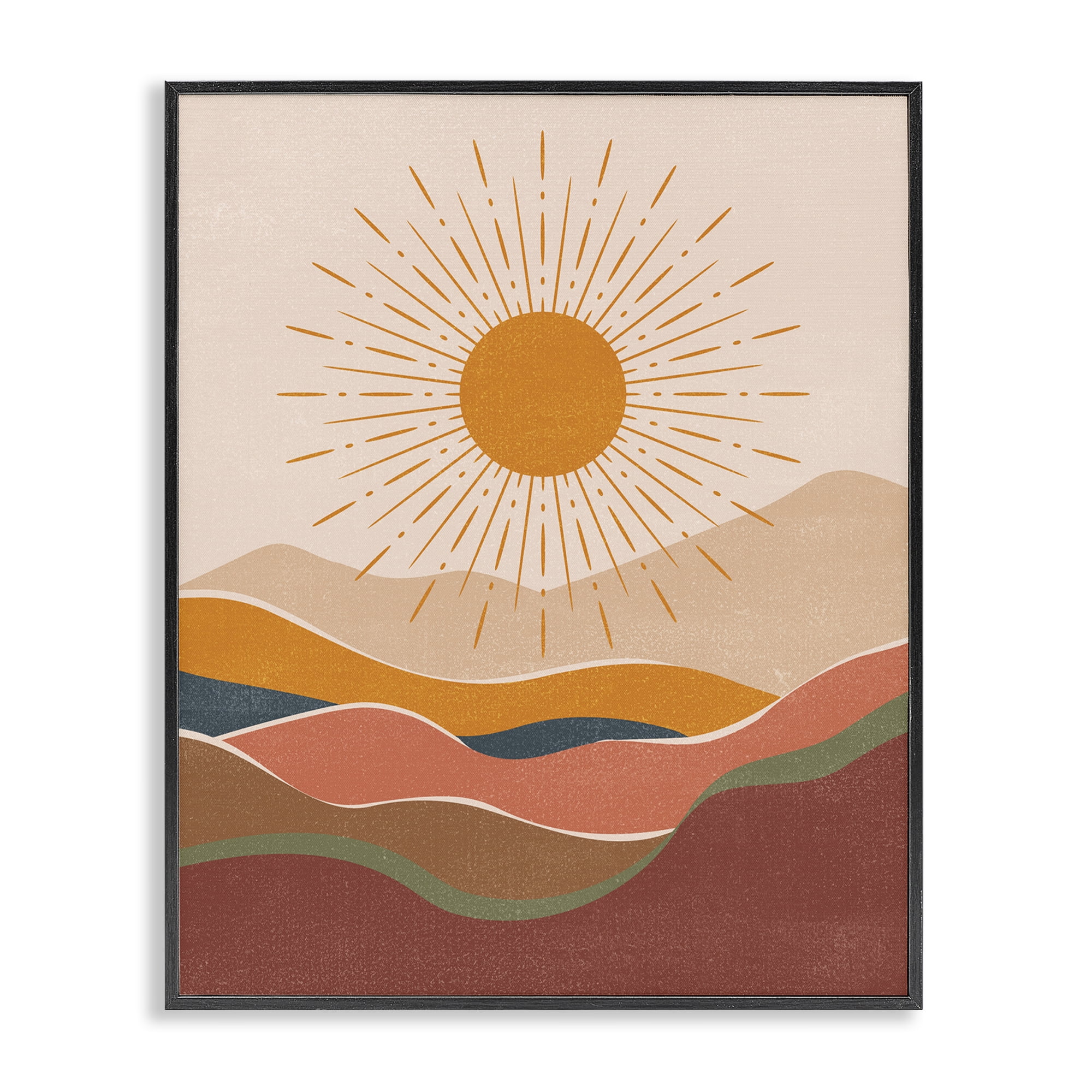 Stupell Industries Earthtone Desert Sun Landscape & Nature Painting Black Framed Art Print Wall Art, 24 x 30