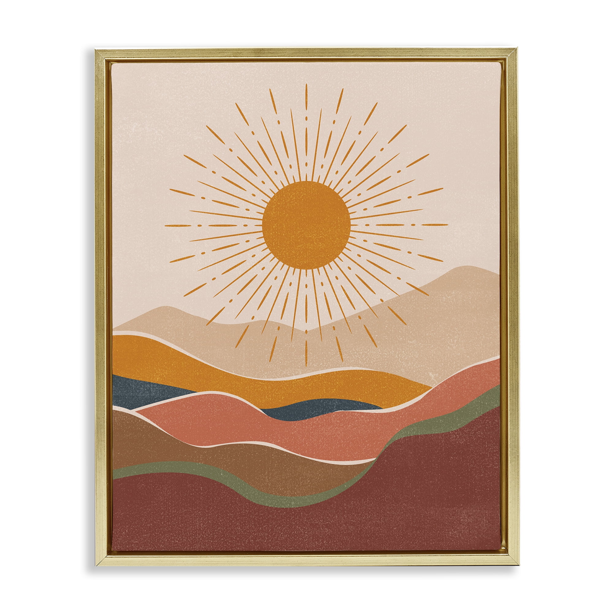 Stupell Industries Earthtone Desert Sun Landscape & Nature Painting Gold Floater Framed Canvas Art Print Wall Art, 25 x 31