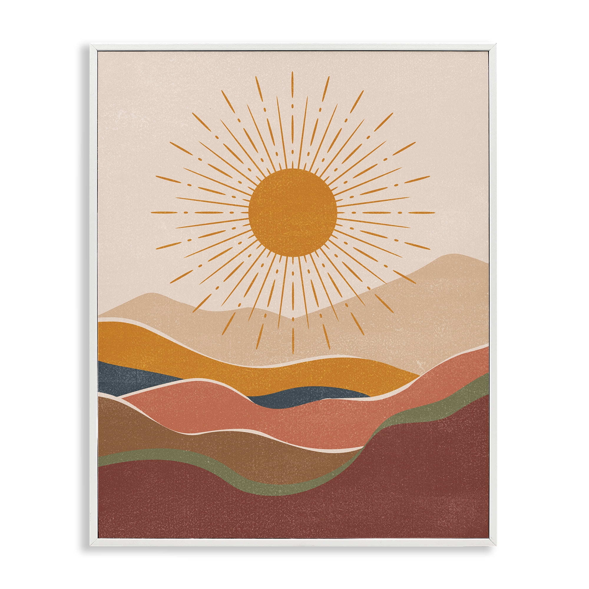 Stupell Industries Earthtone Desert Sun Landscape & Nature Painting White Framed Art Print Wall Art, 24 x 30