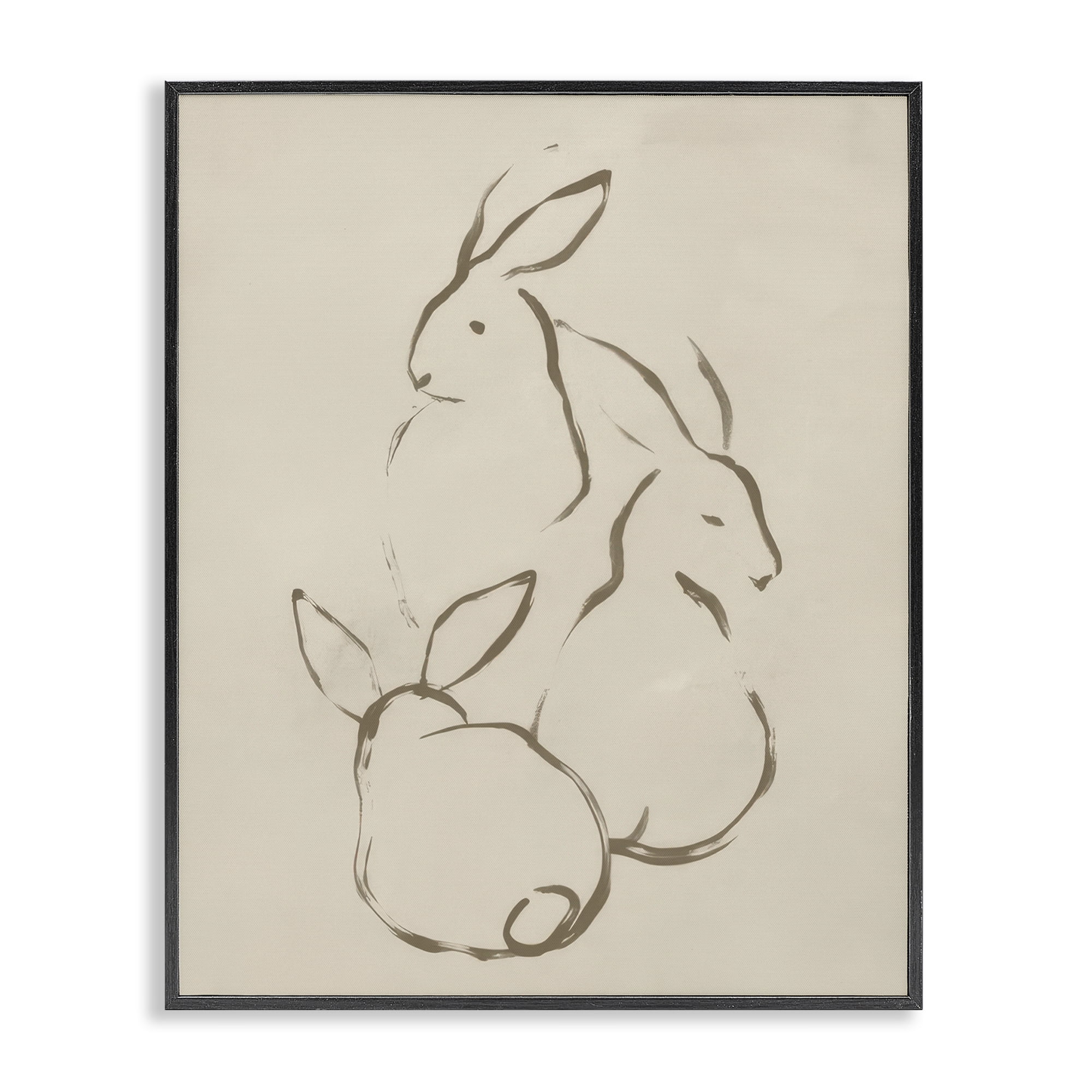 Stupell Industries Earthtone Rabbit Sketch Animals Drawing Black Framed Art Print Wall Art, 16 x 20