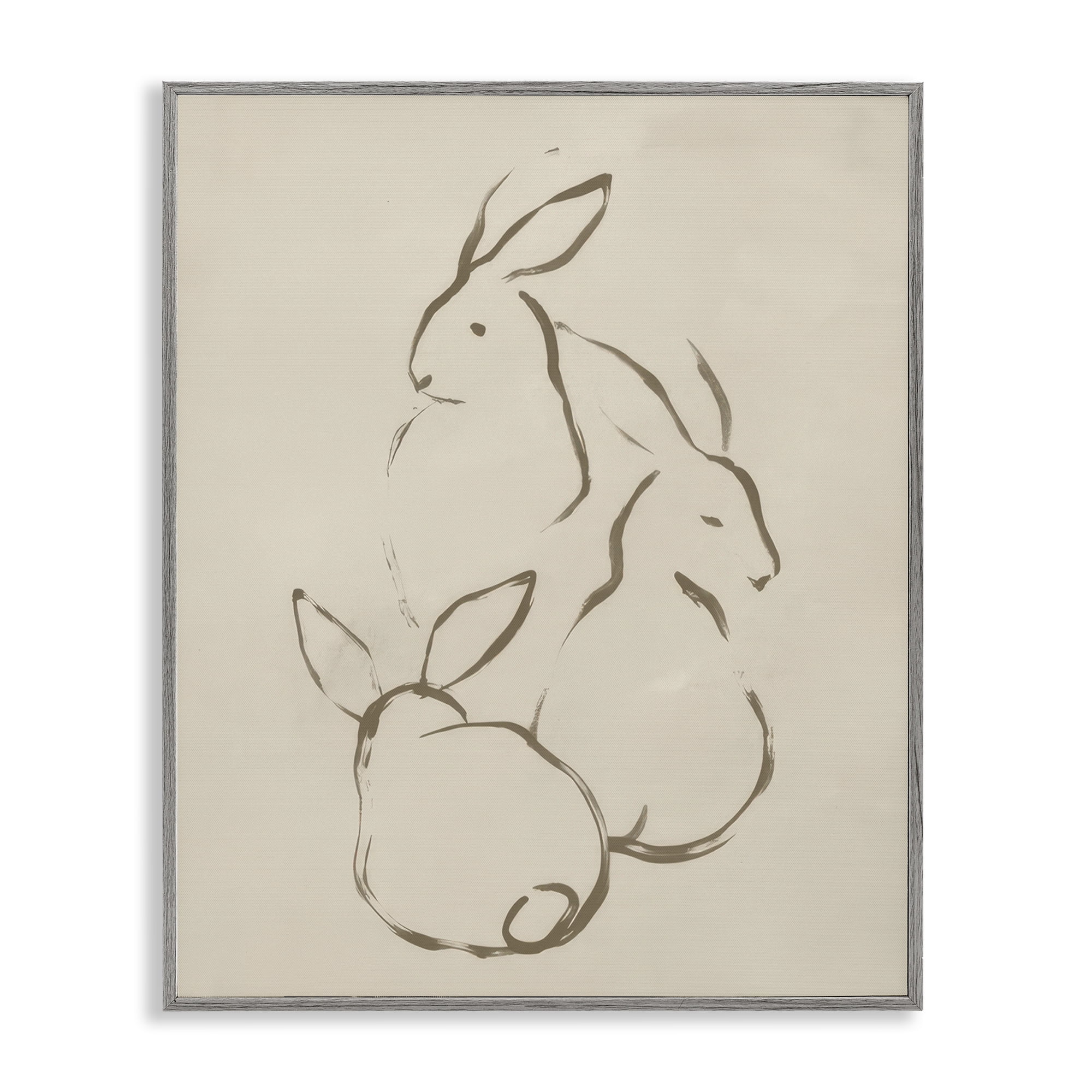 Stupell Industries Earthtone Rabbit Sketch Animals Drawing Gray Framed Art Print Wall Art, 11 x 14