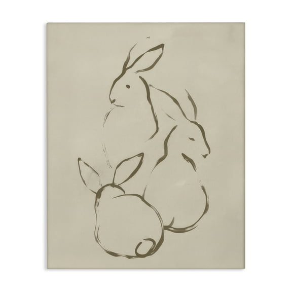 Stupell Industries Earthtone Rabbit Sketch Animals Drawing Wrapped Canvas Art Print Wall Art, 16 x 20