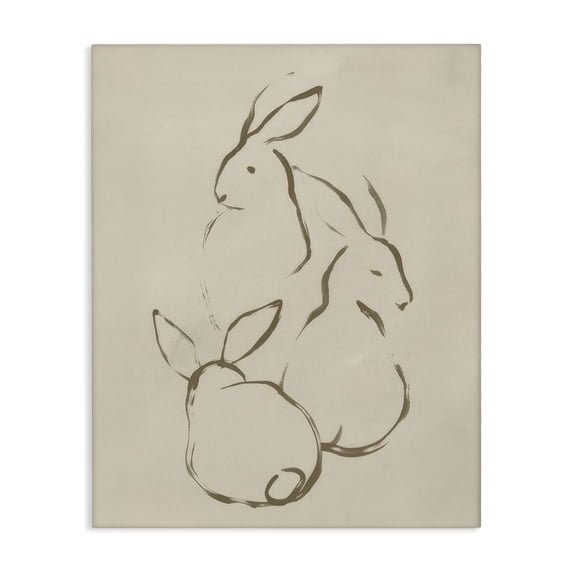 Stupell Industries Mid-Century Earthtone Rabbit Sketch Canvas Art, 16 x 20, by June Erica Vess