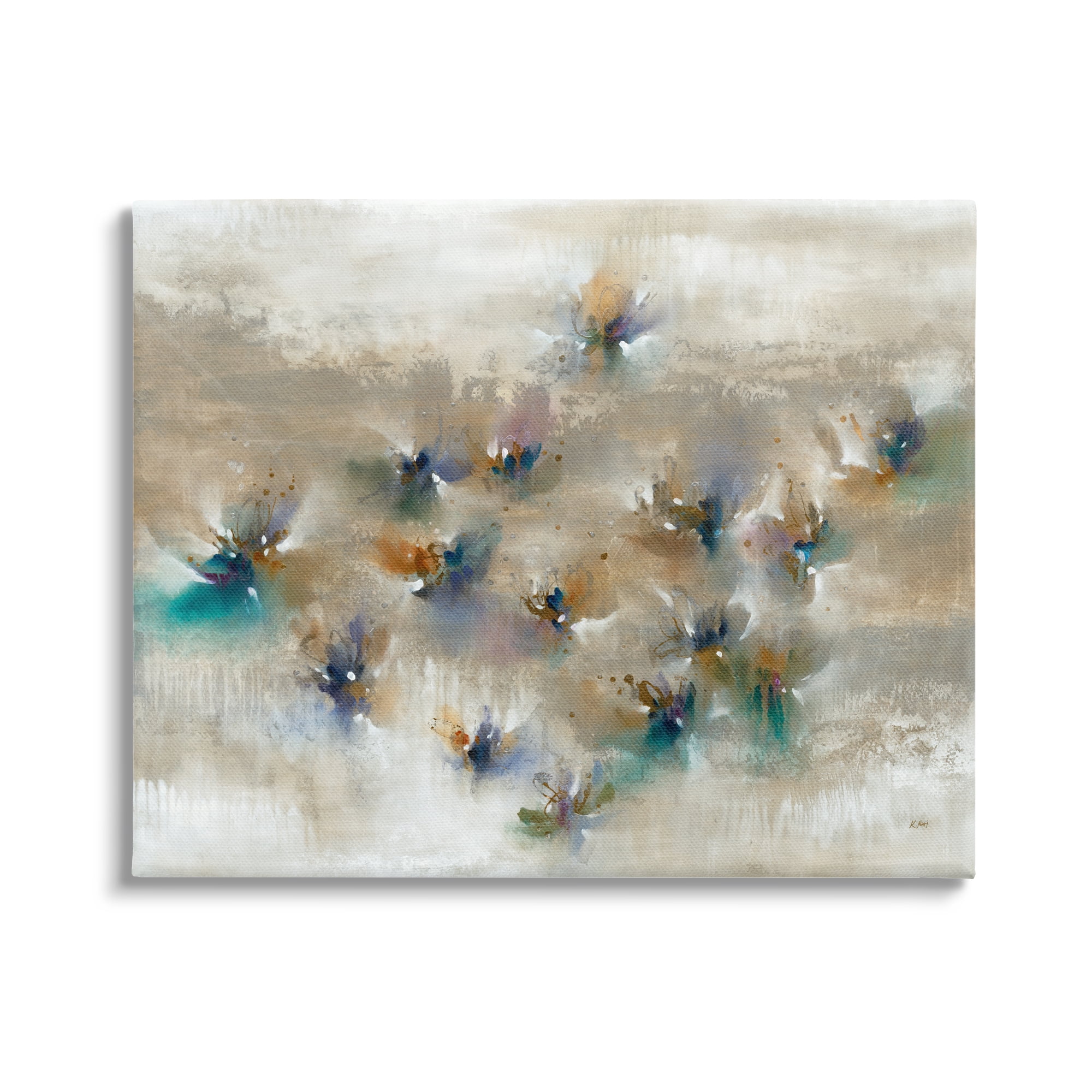 Stupell Industries Earthy Abstract Floral Petals Boho Paint Drip Painting Gallery Wrapped Canvas Print Wall Art, Design by K. Nari