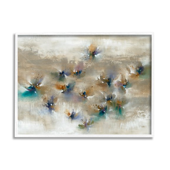 Stupell Industries Earthy Abstract Floral Petals Boho Paint Drip Painting White Framed Art Print Wall Art, Design by K. Nari
