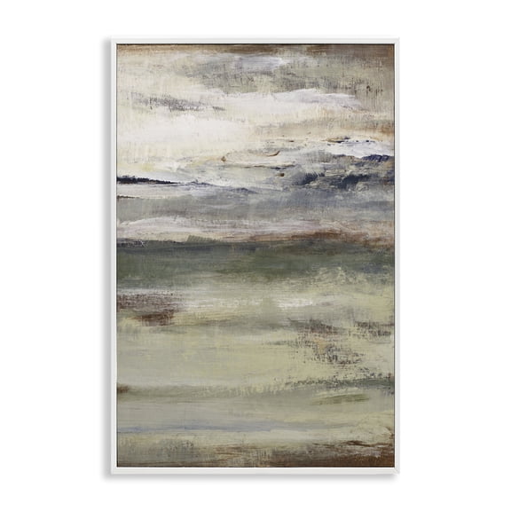 Stupell Industries Earthy Abstract Layers Abstract Painting White Framed Art Print Wall Art, 12 x 18