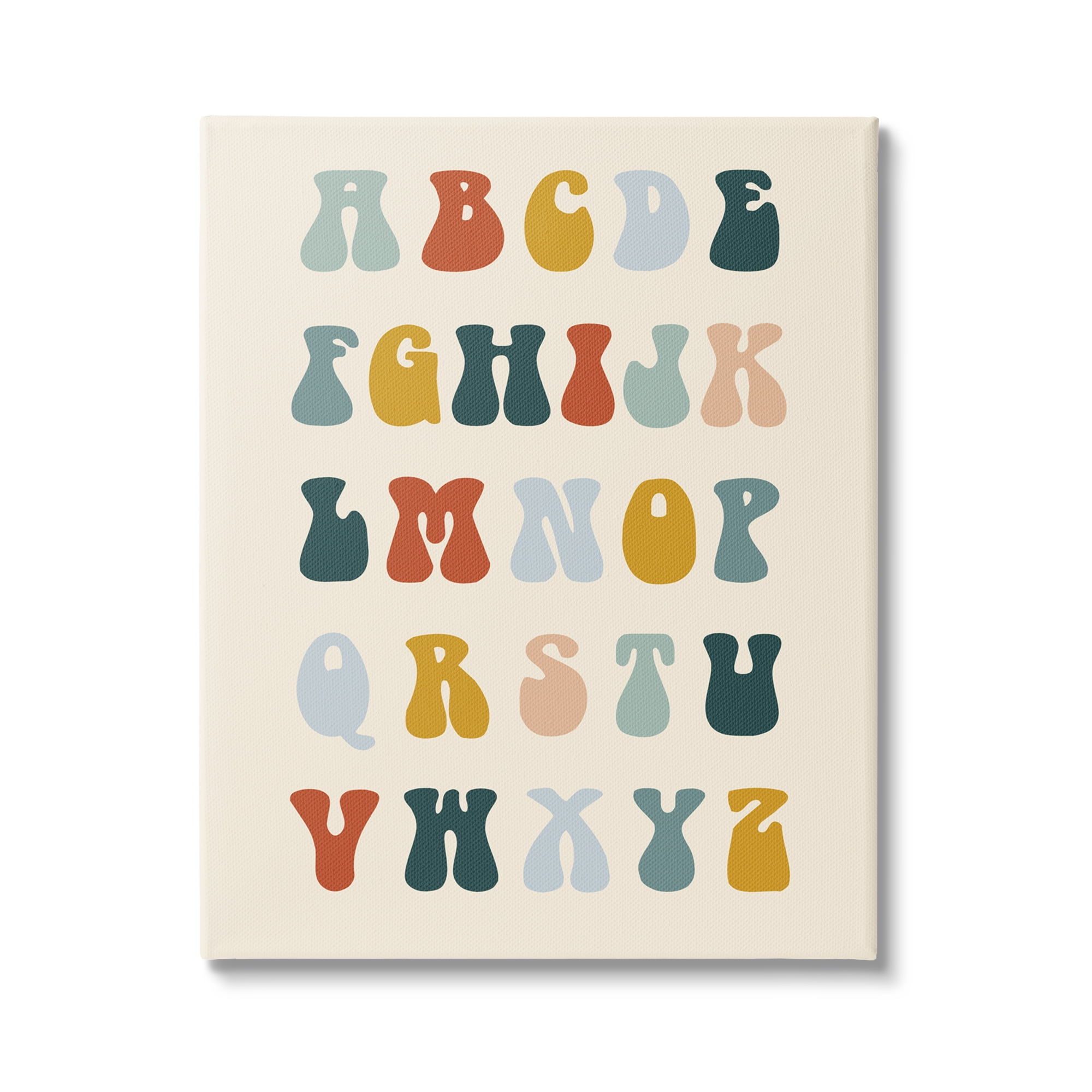 Stupell Industries Earthy Alphabet Letters Typography Painting Gallery Wrapped Canvas Art Print Wall Art, 16 x 20