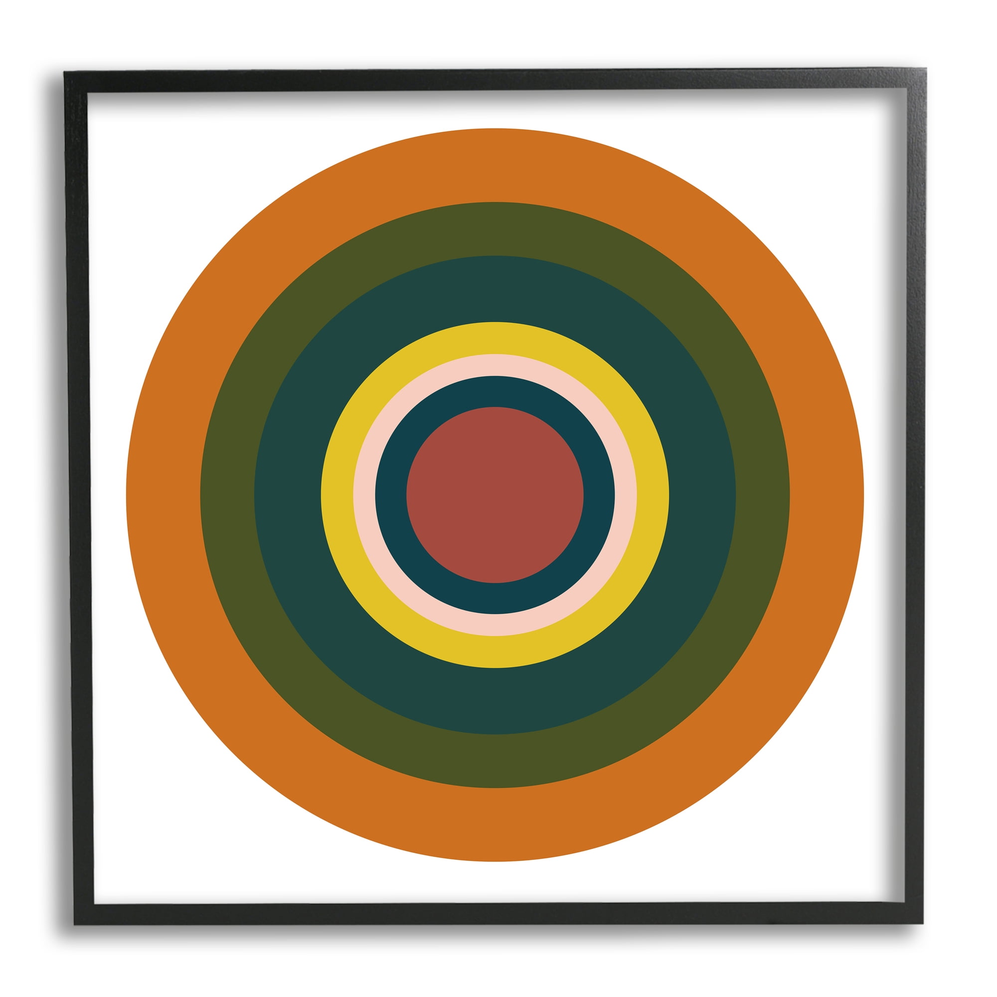 Stupell Industries Earthy Boho Circles Abstract Painting Black Framed Art Print Wall Art, 24 x 24