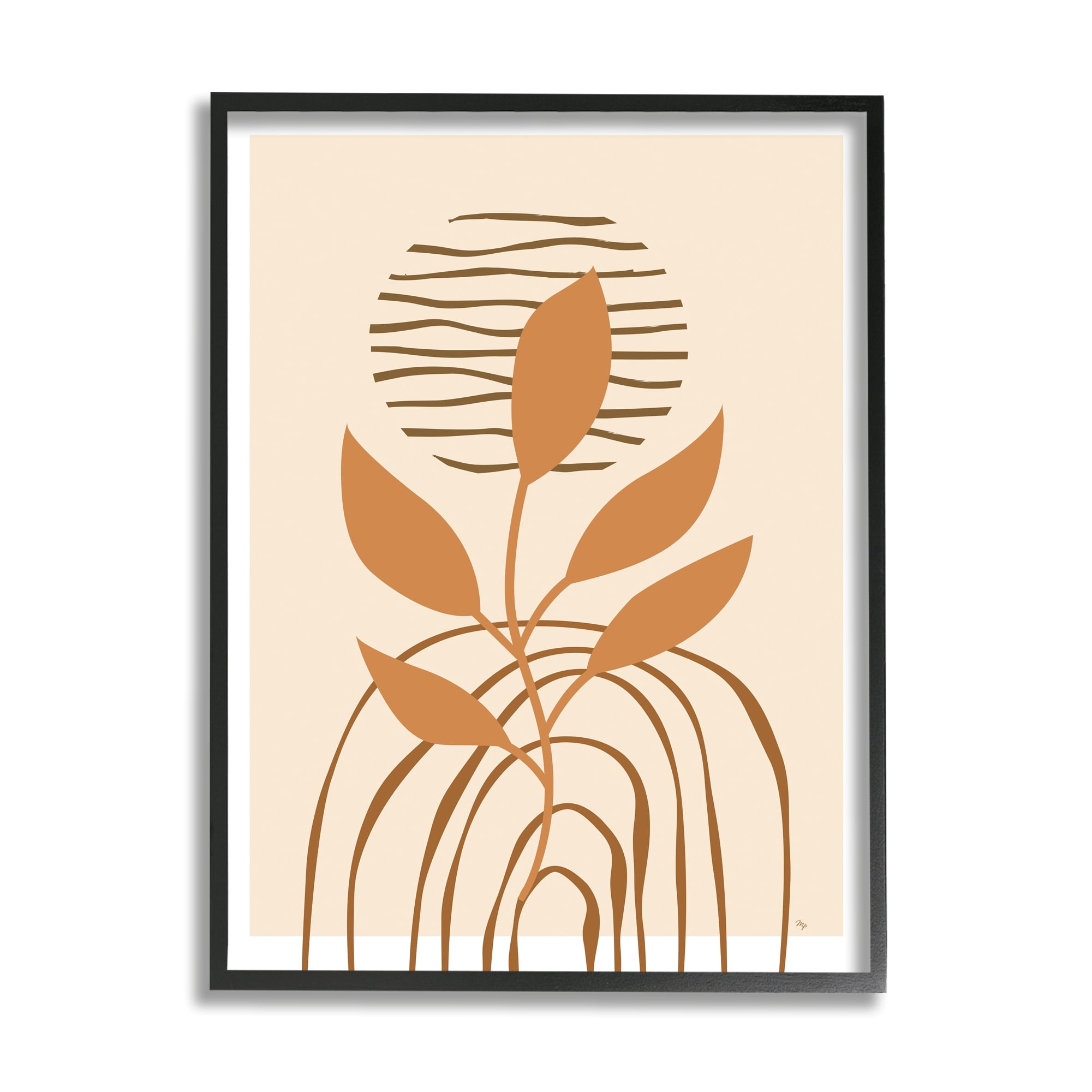 Stupell Industries Earthy Boho Plant Botanical & Floral Painting Black Framed Art Print Wall Art, 24 x 30