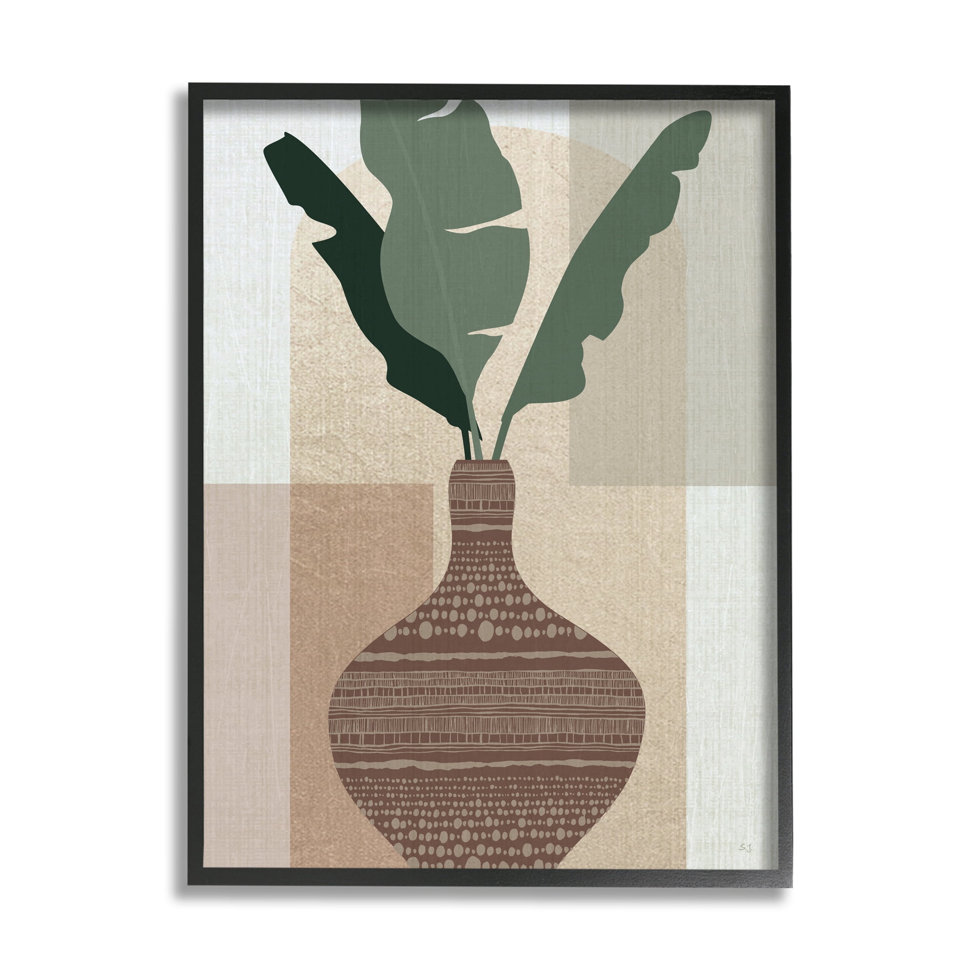 Stupell Industries Earthy Boho Plant Sprigs Botanical & Floral Painting Black Framed Art Print Wall Art, 24 x 30