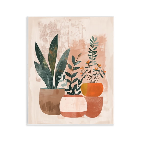 Stupell Industries Earthy Boho Potted Plants Floral Painting Unframed Art Print Wall Art, 11 x 14