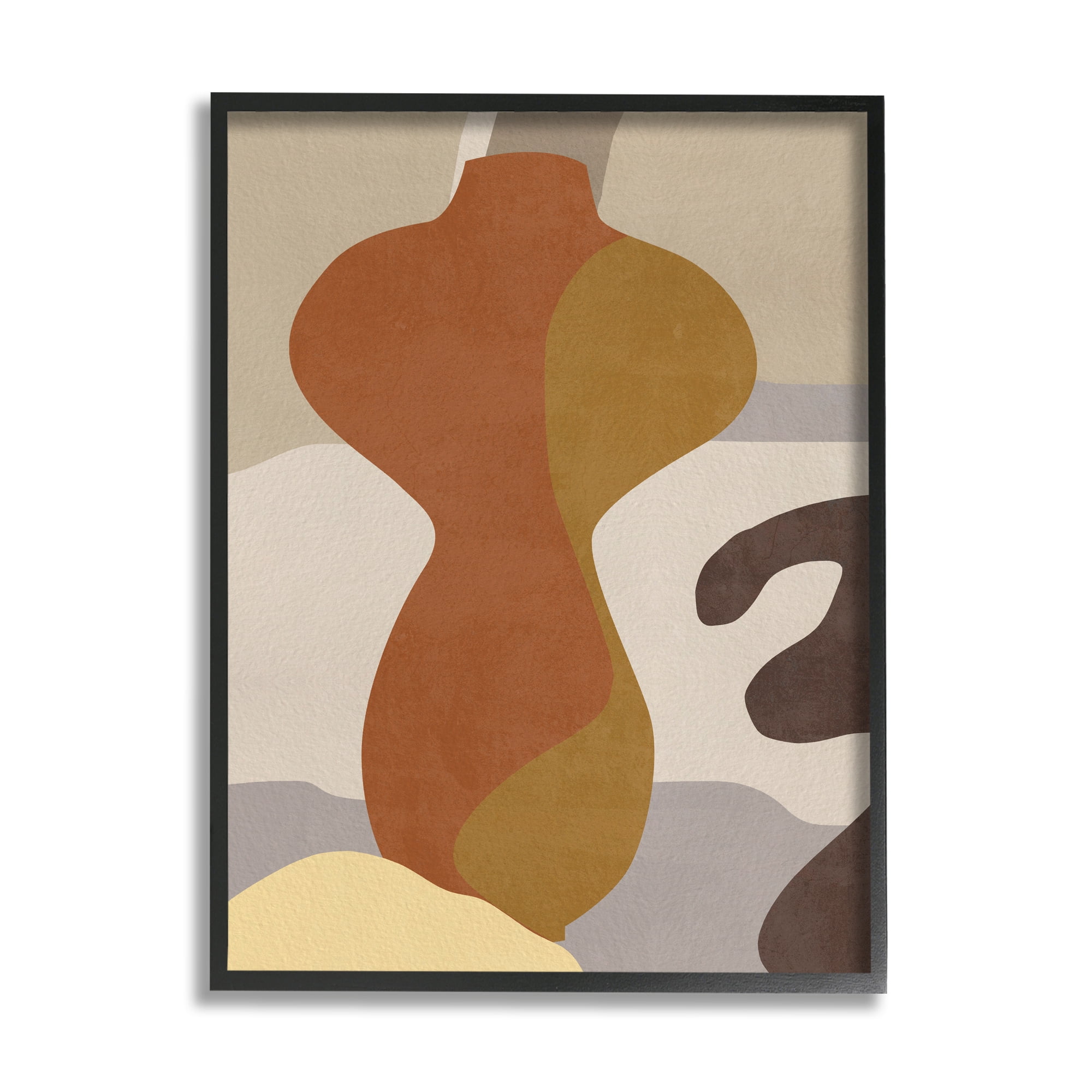 Stupell Industries Earthy Boho Vase Abstract Painting Black Framed Art Print Wall Art, 16 x 20