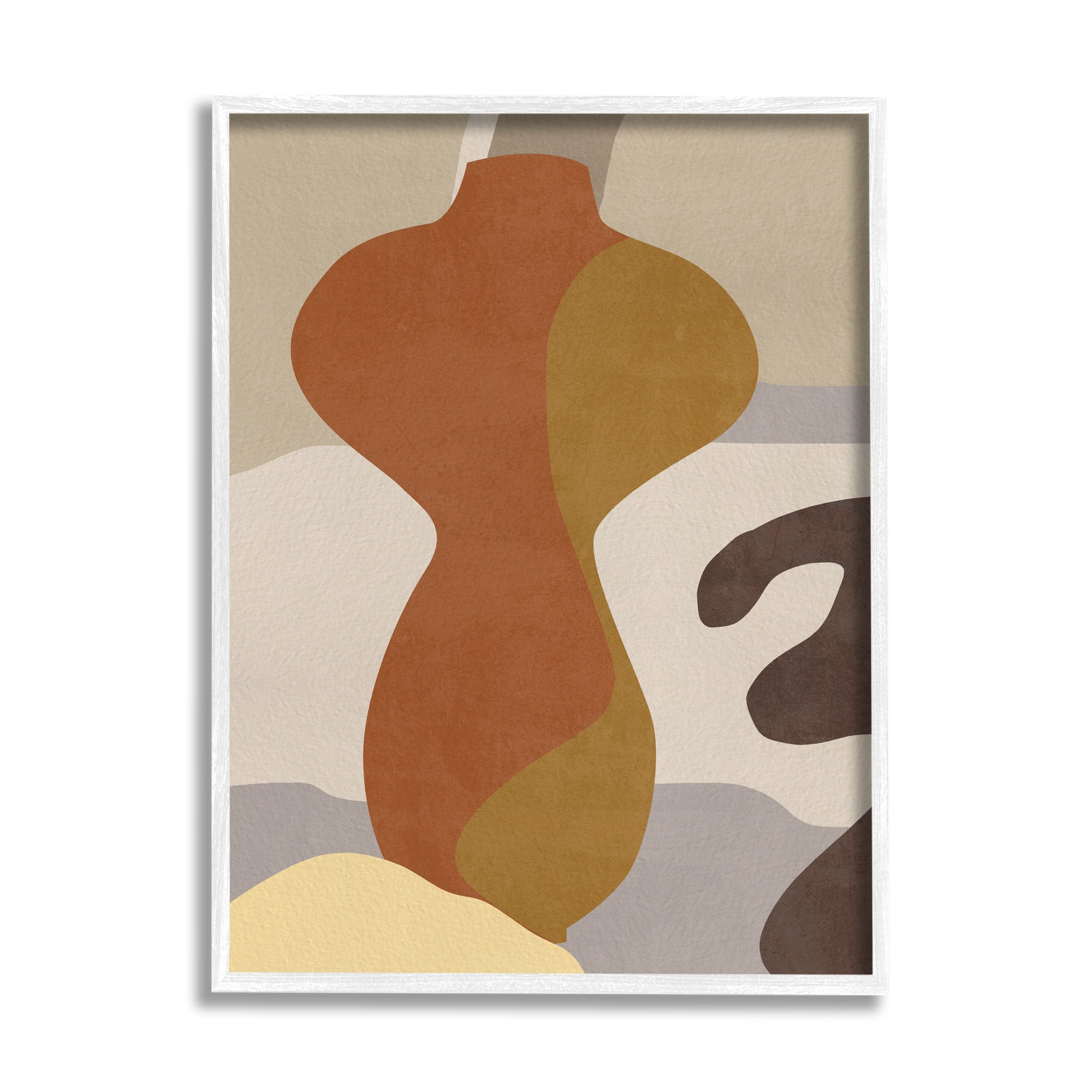 Stupell Industries Earthy Boho Vase Abstract Painting White Framed Art Print Wall Art, 11 x 14