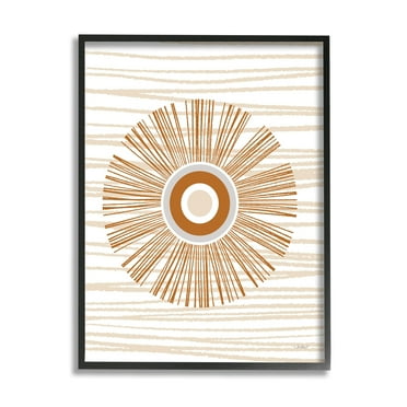 Stupell Industries Earthy Circular Abstract Sun Pattern Wavy Stripes Graphic Art Black Framed Art Print Wall Art, Design by Martina Pavlova