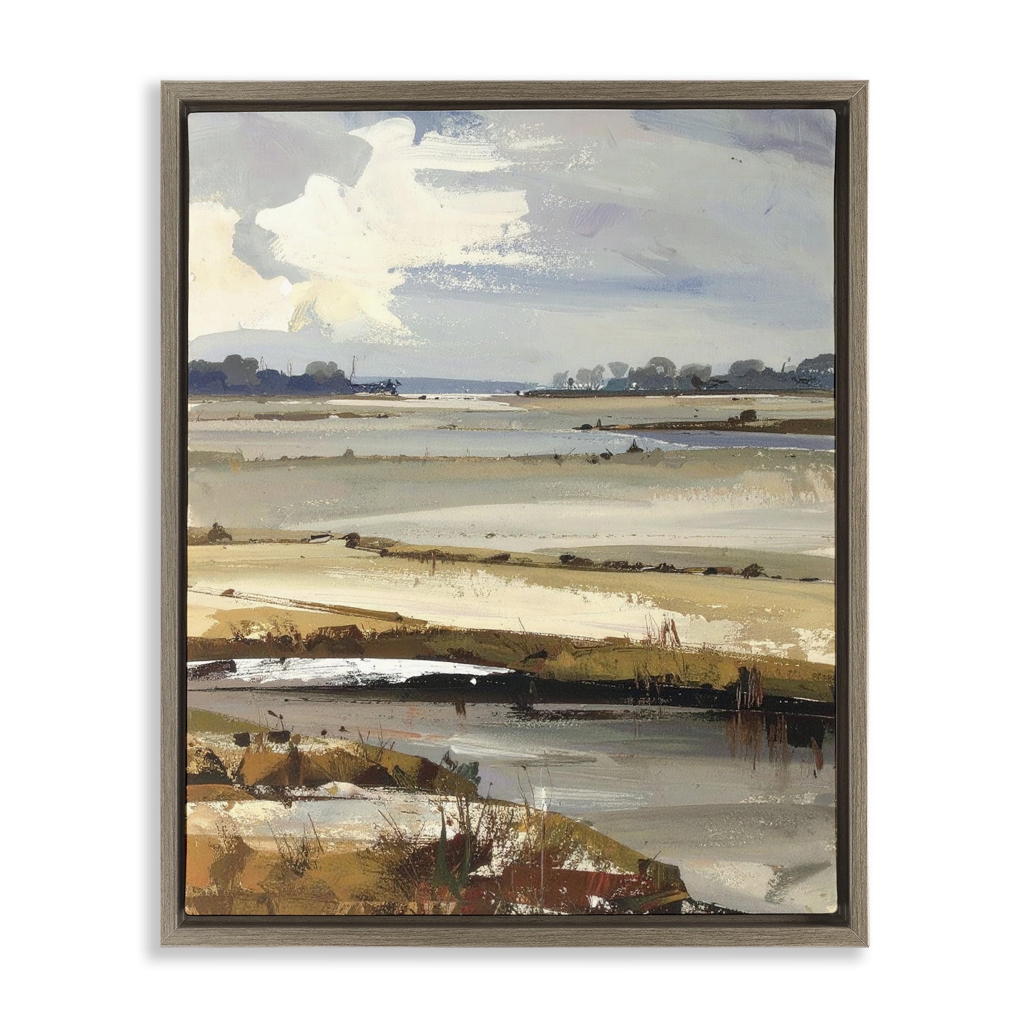 Stupell Industries Earthy Distant Horizon Brown Framed Floater Canvas Wall Art, design by Alonza Saunders