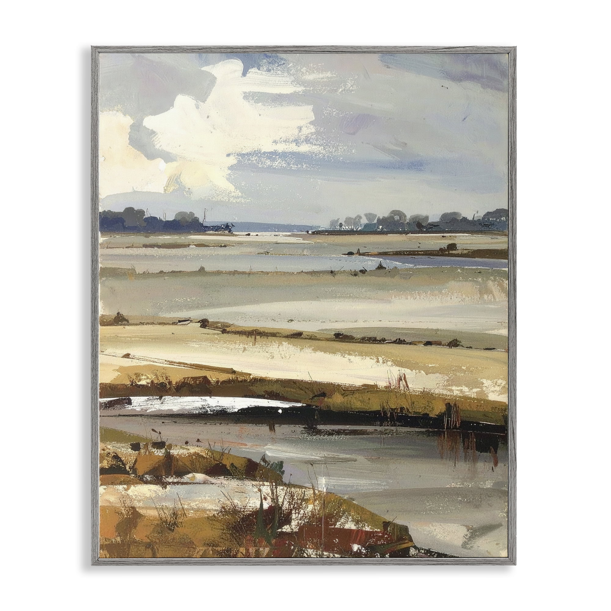 Stupell Industries Earthy Distant Horizon Gray Framed Giclee Art, design by Alonza Saunders