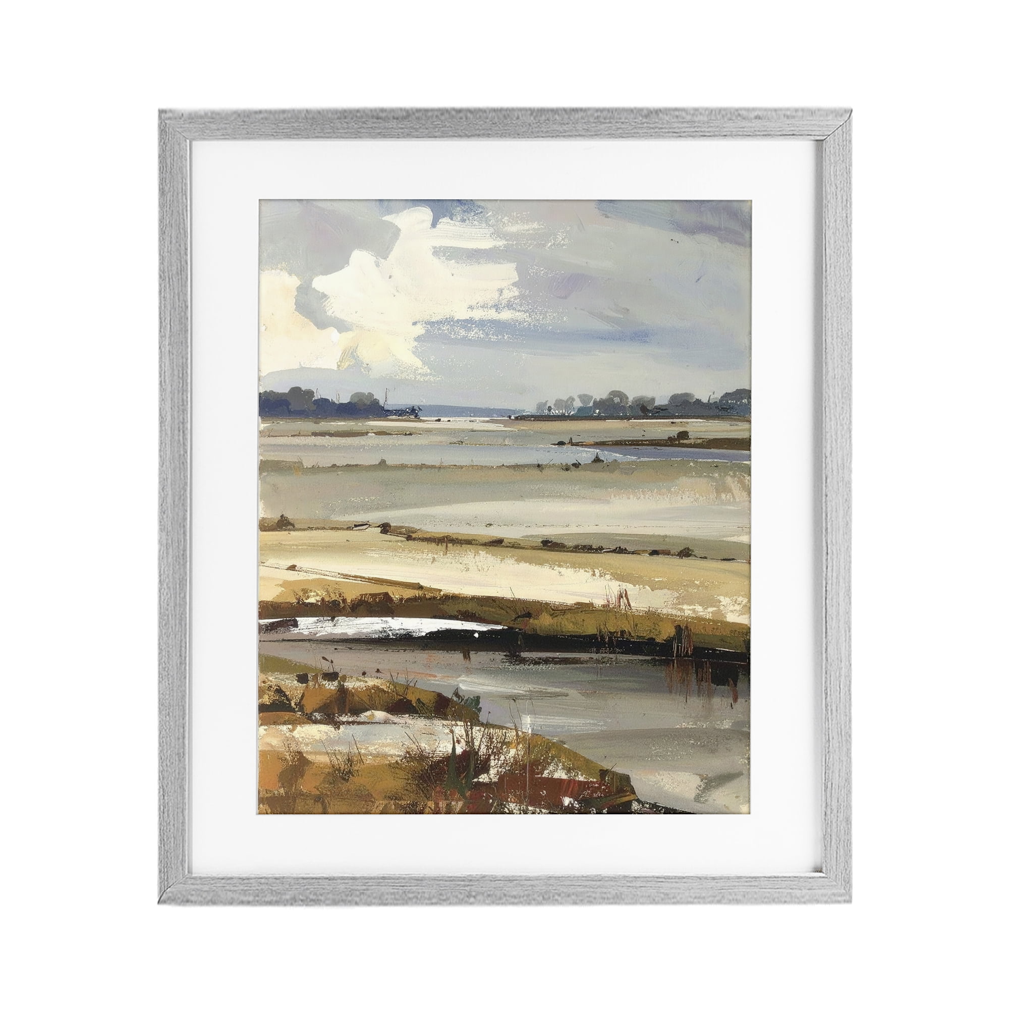 Stupell Industries Earthy Distant Horizon Gray Framed Print Under Glass, design by Alonza Saunders