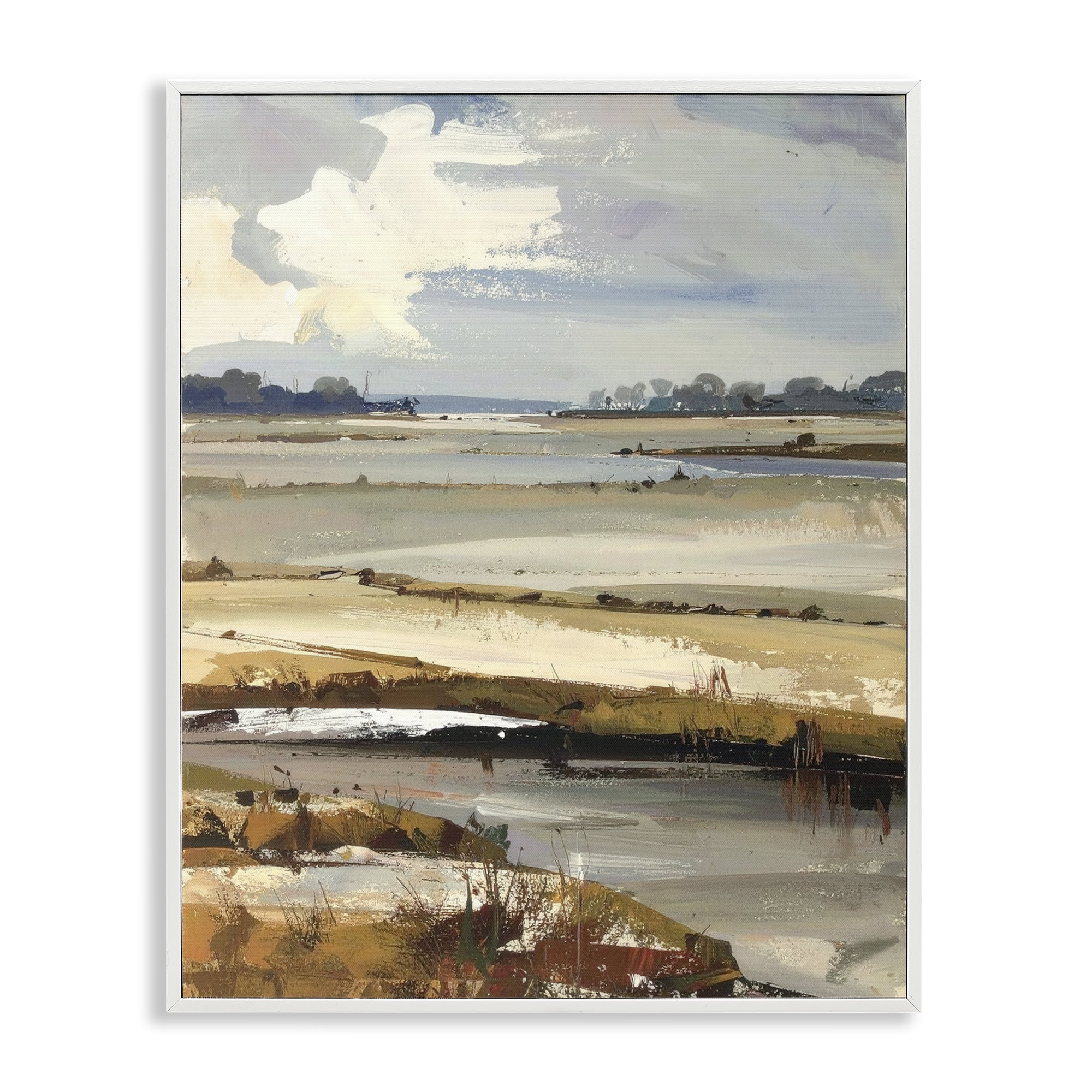 Stupell Industries Earthy Distant Horizon White Framed Giclee Art, design by Alonza Saunders