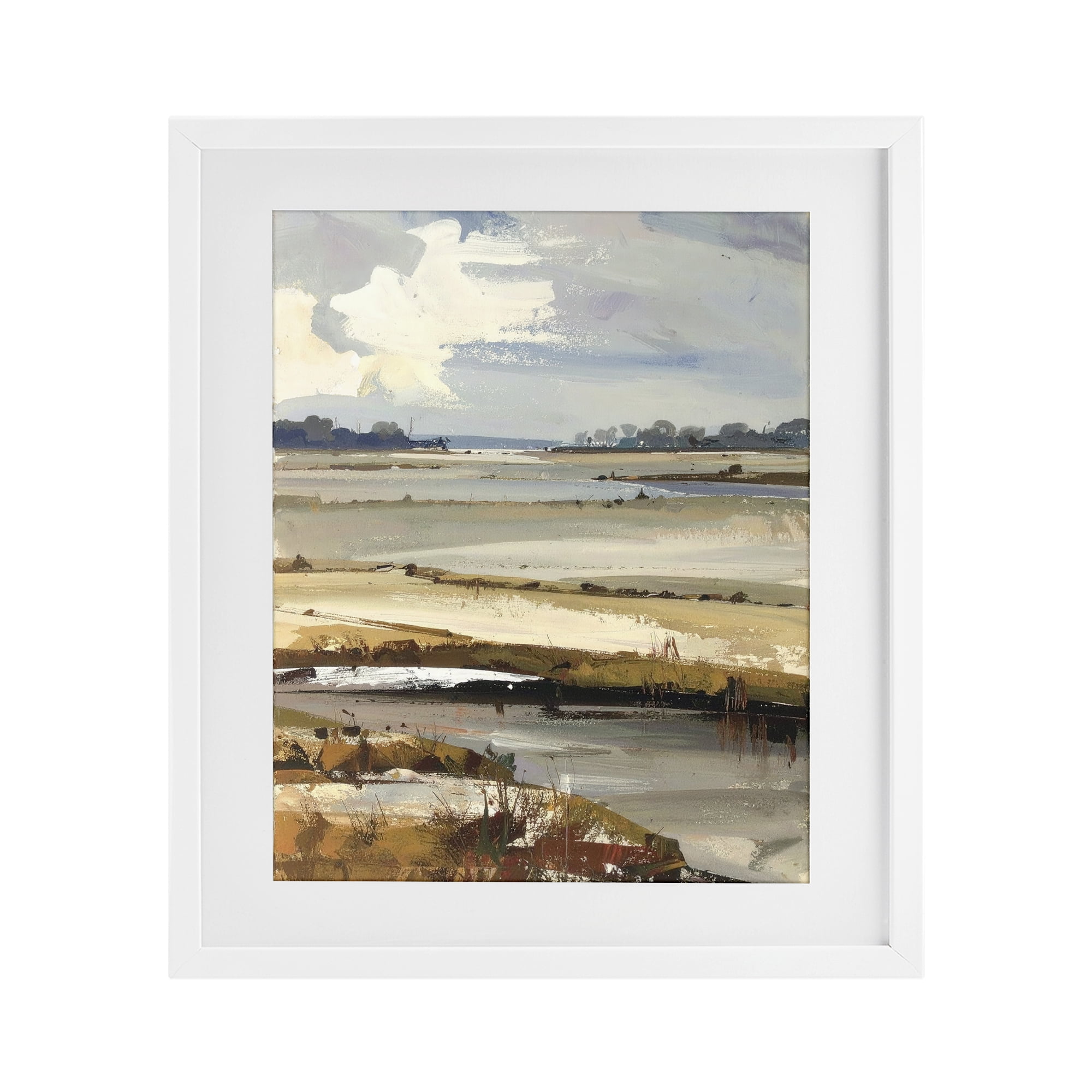 Stupell Industries Earthy Distant Horizon White Framed Print Under Glass, design by Alonza Saunders