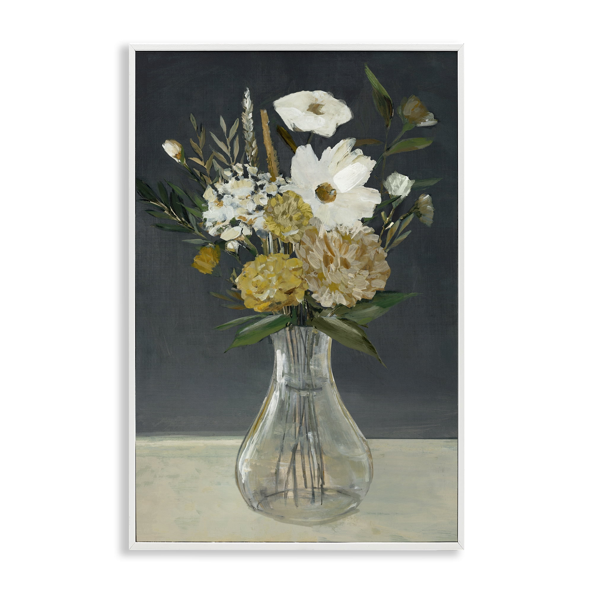 Stupell Industries Earthy Floral Vase Plants & Flowers Painting White Framed Art Print Wall Art, 20 x 30