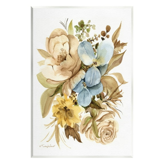 Stupell Industries Earthy Floral Watercolor Botanical & Floral Painting Unframed Art Print Wall Art, 13 x 19