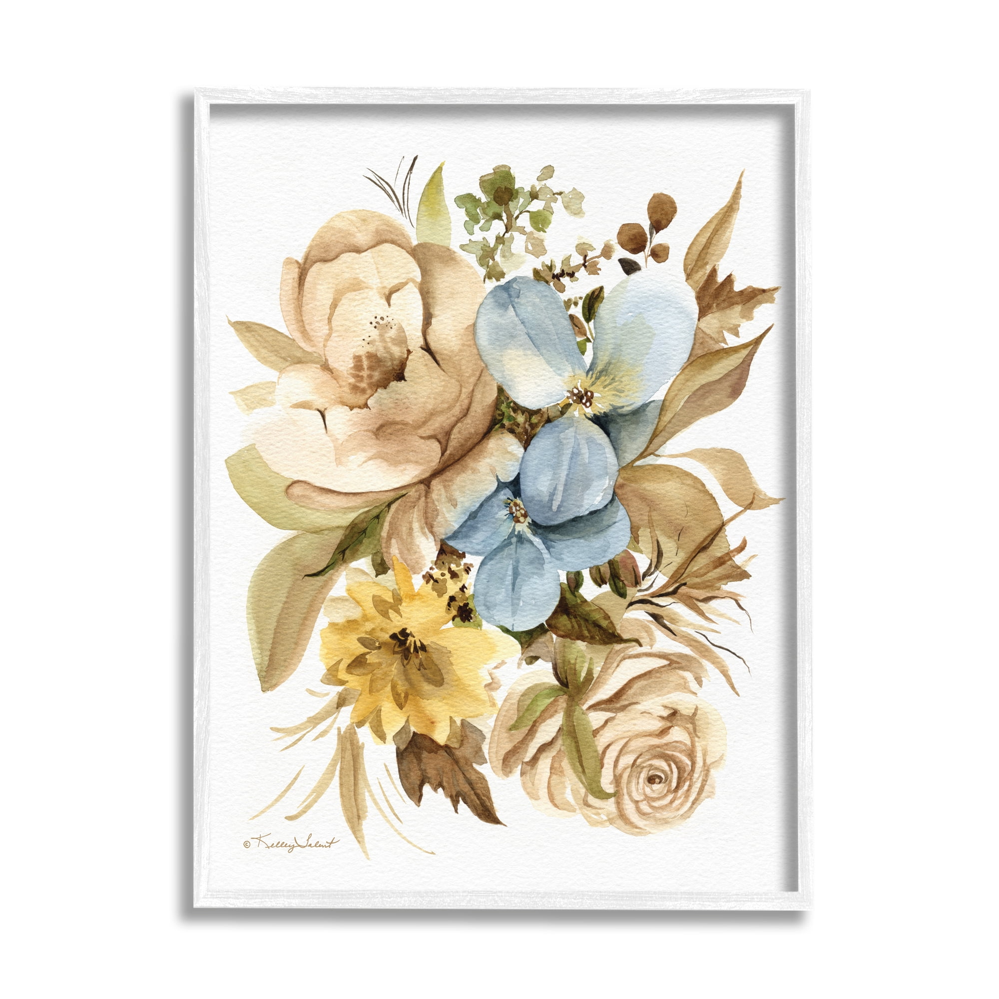 Stupell Industries Earthy Floral Watercolor Botanical & Floral Painting White Framed Art Print Wall Art, 11 x 14