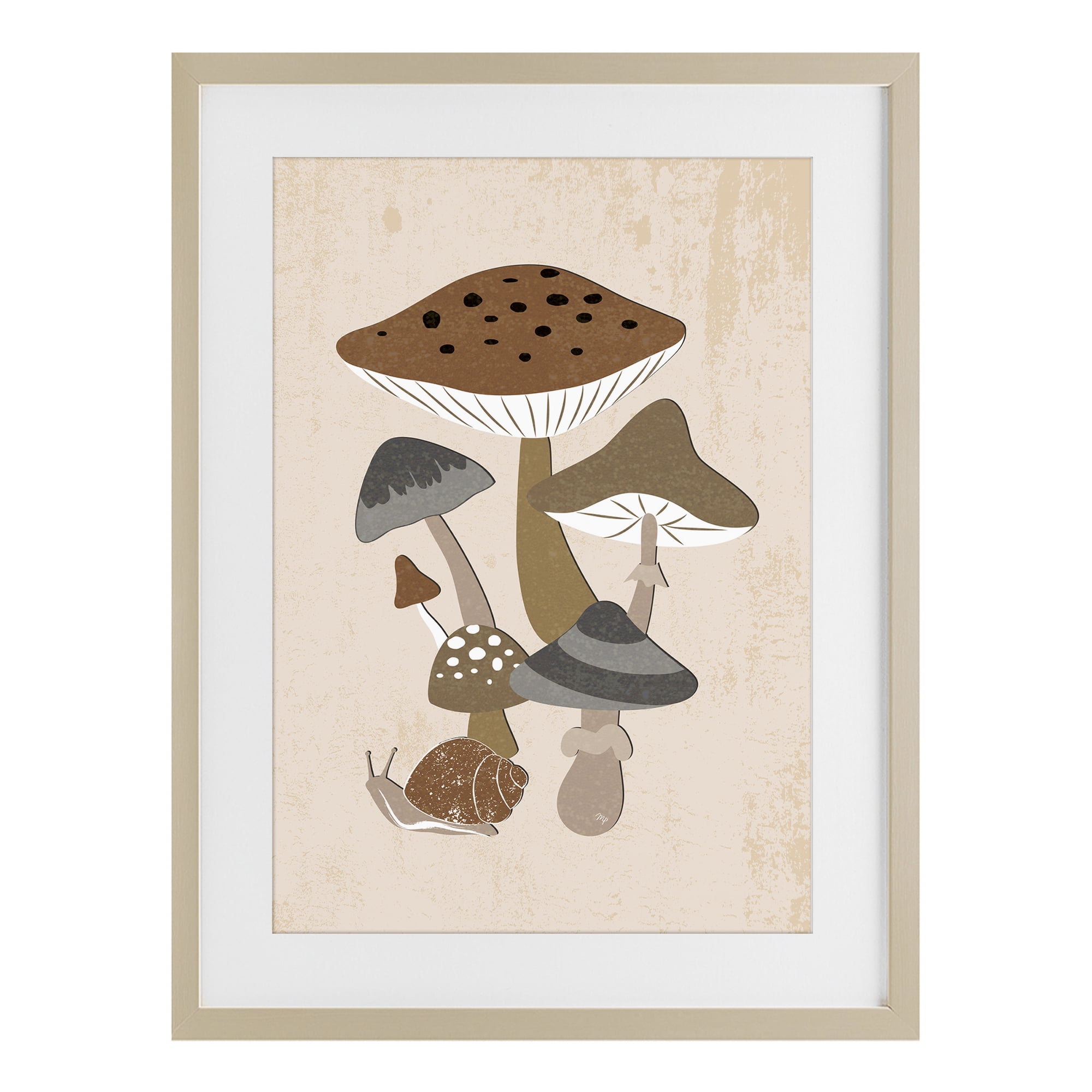 Stupell Industries Earthy Fungi Mushrooms & Snail Birch Framed Print Under Glass, design by Martina Pavlova